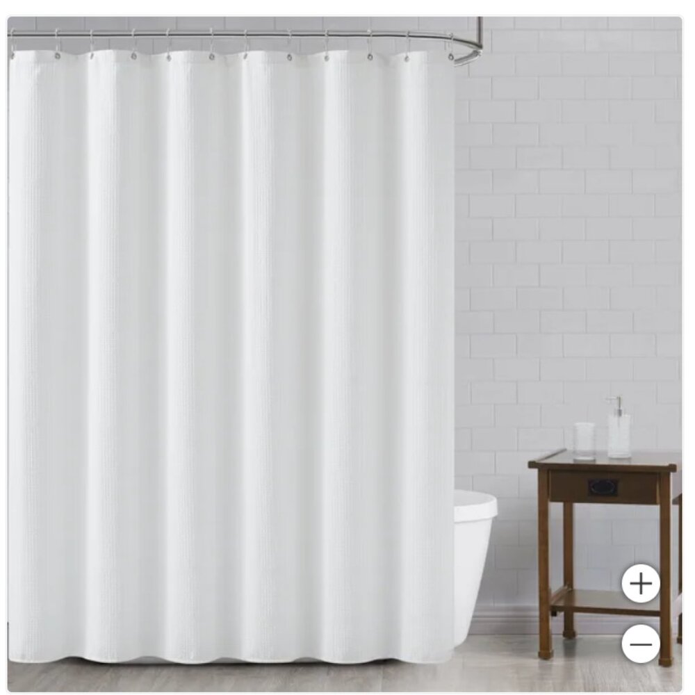 Nueva Spa 5 Piece Bath Set, Curtain, Liner, Hooks, Soap Pump, Tumbler- White